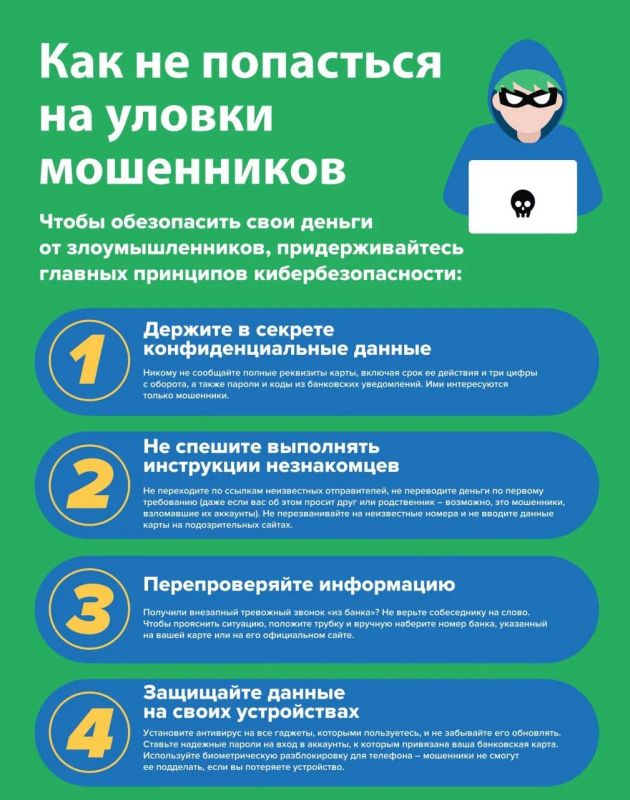 Вам звонят из банка и просят сообщить персональные данные или информацию о карте/счете – БУДЬТЕ БДИТЕЛЬНЫ, ЭТО МОГУТ БЫТЬ МОШЕННИКИ!