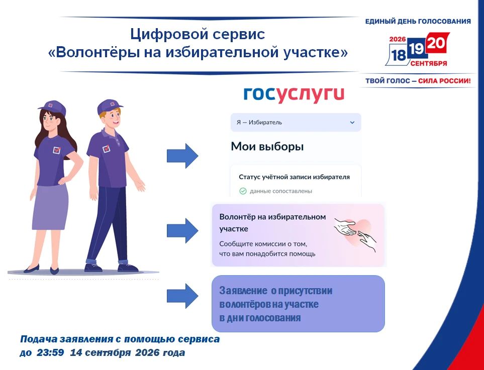 На портале «Госуслуги» начал работу цифровой сервис для помощи избирателям «Волонтёры на избирательном участке»
