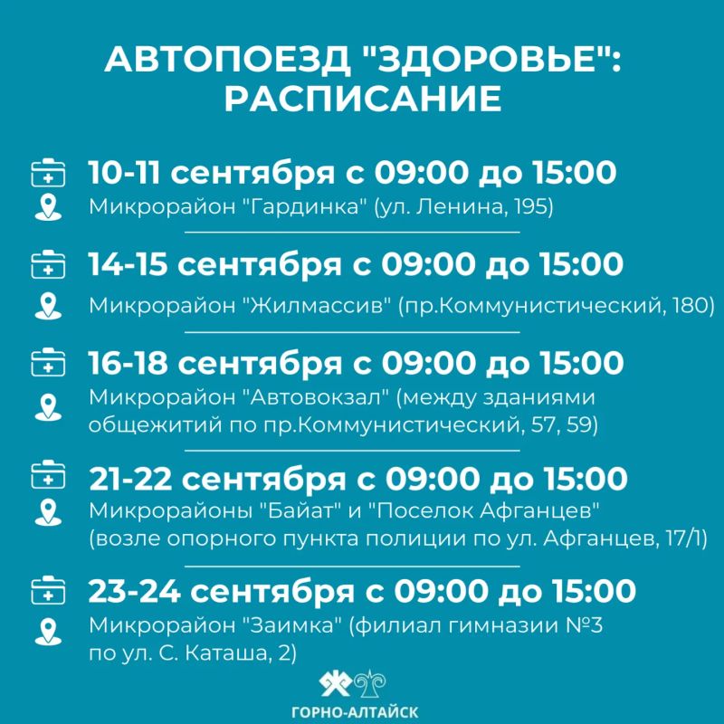 В микрорайонах Горно-Алтайска начинает работать Автопоезд «Здоровье» В микрорайонах Горно-Алтайска начинает работать Автопоезд «Здоровье»